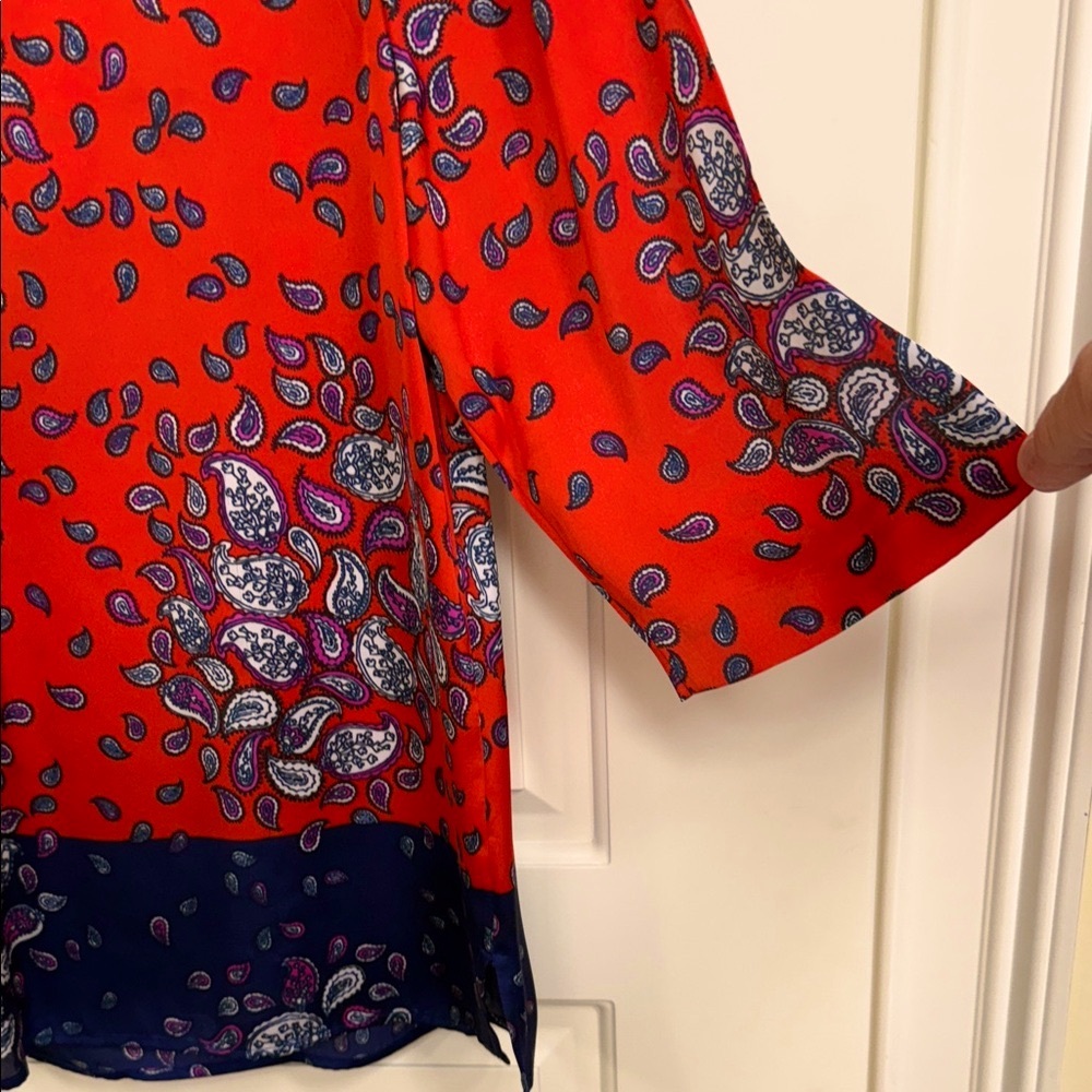 Jones New York Red and Navy Paisley Blouse - Picture 10 of 10